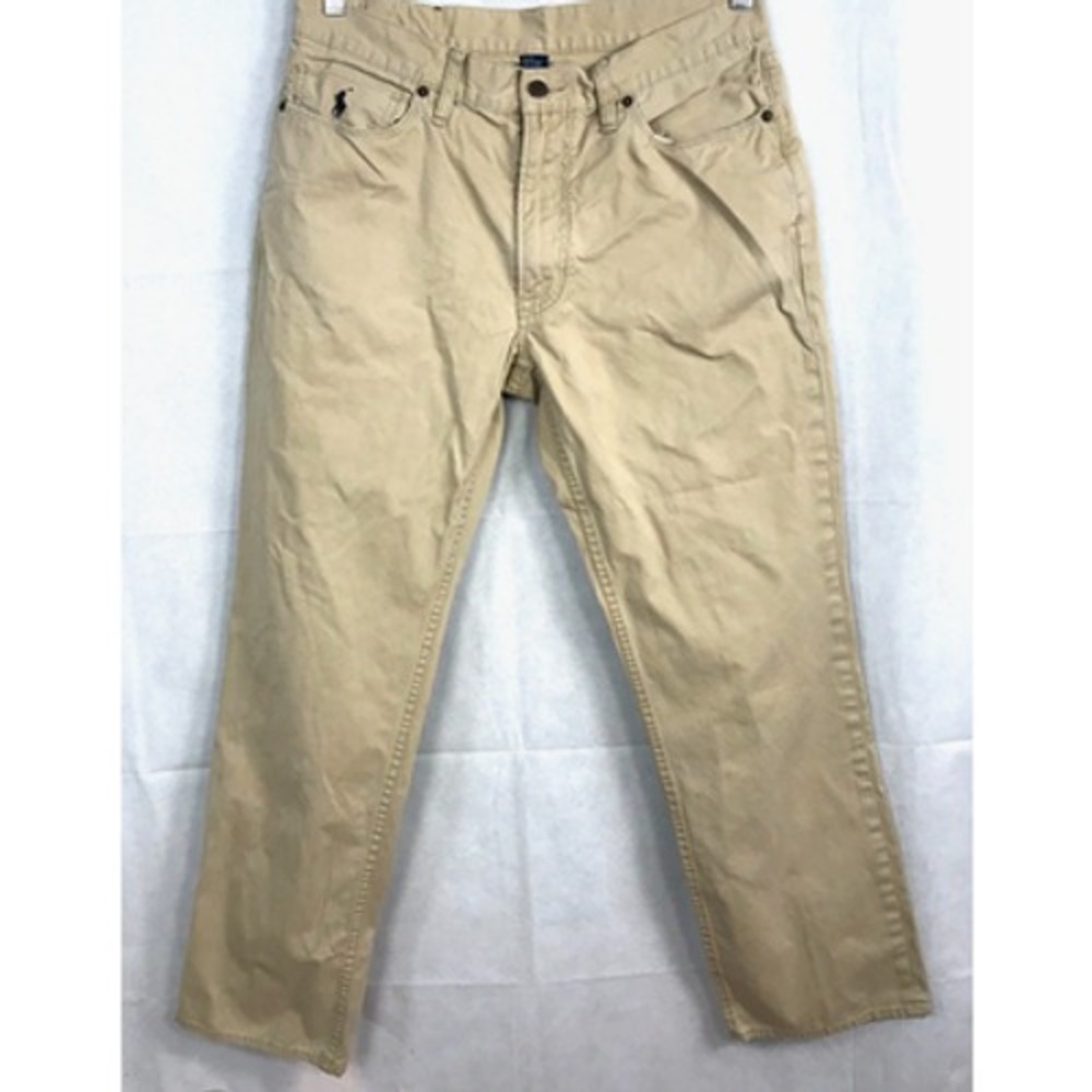 Ralph Lauren Polo Pants Mens Sz 33 5 Pocket Khaki Cotton Beige Pony Logo